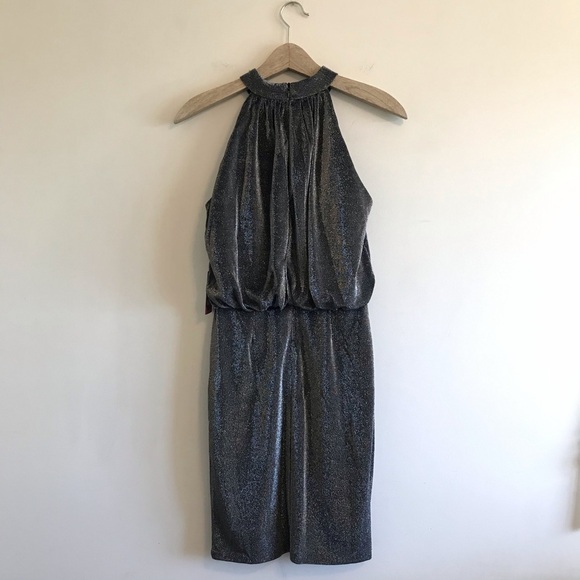 NWT Vince Camuto Bloused Cocktail Dress Silver - Picture 6 of 6